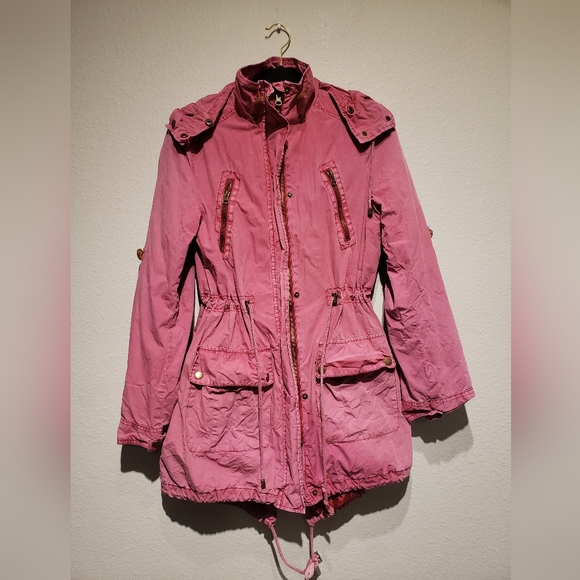 Pink Utility Jacket with Removable Hood by G.H. Bass & Co - Picture 1 of 7